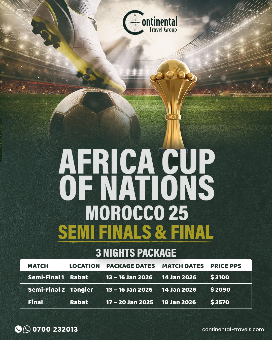 🏆 Experience AFCON 2025 Live in Morocco – Semi Finals & Final Package Now Out! 🇲🇦