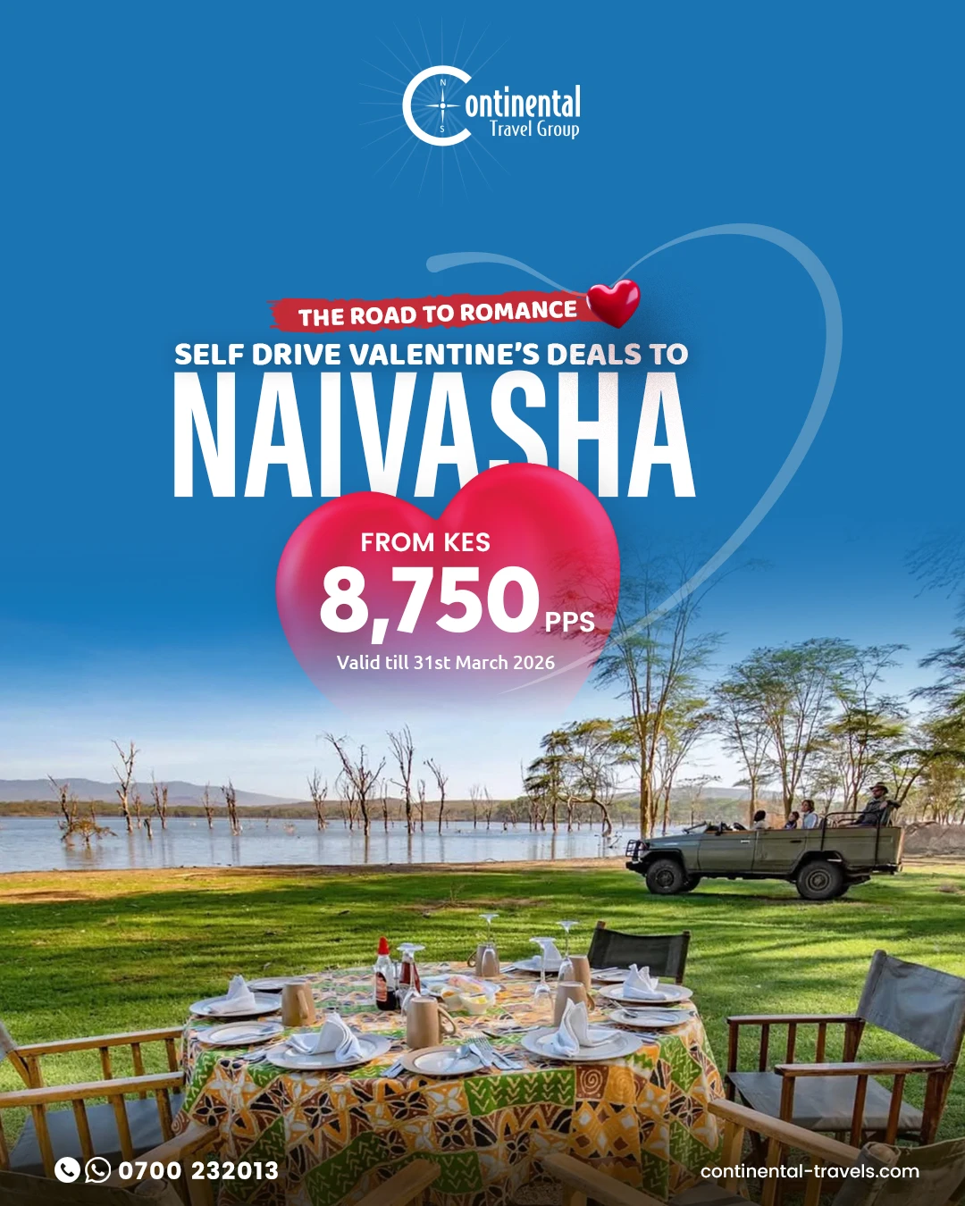 Shoreline Sunsets & Someone Special: Naivasha from 8,790 pps this Valentine’s Weekend