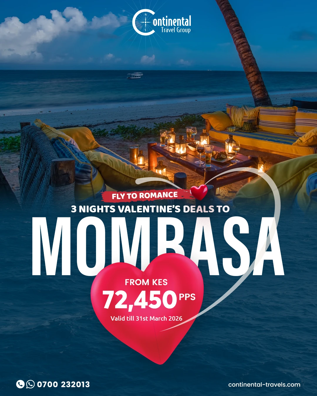 3 Nights of Mombasa Magic: Flying Packages from 72,450pps this Valentines ❤️ ✈️